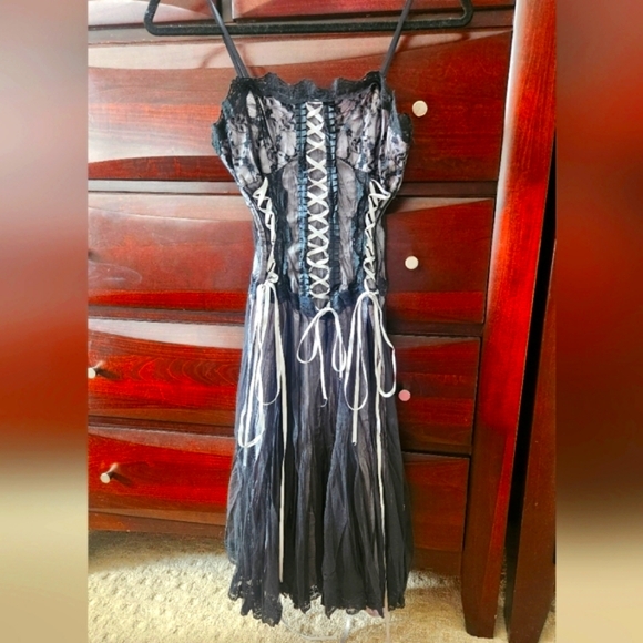 Y2K Morbid Threads Vintage Corset Overlay Whimsy Goth Whimsy Fairy Black Sml - Picture 3 of 13